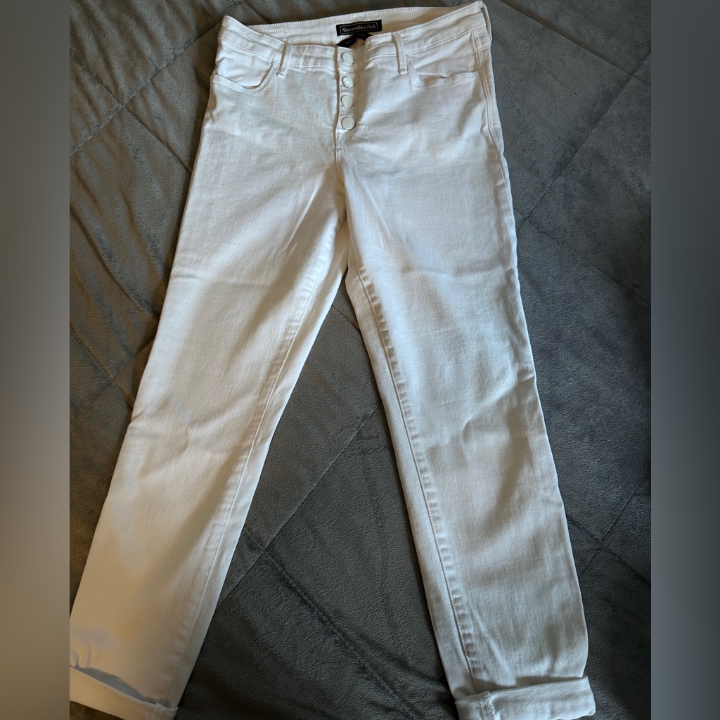 Abercrombie White Cuffed Jeans